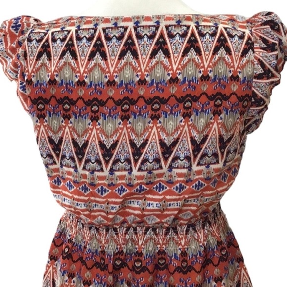 Avocado Cap Sleeve Aztec Pattern Short Sleeve Dress Size 8 - Picture 4 of 5